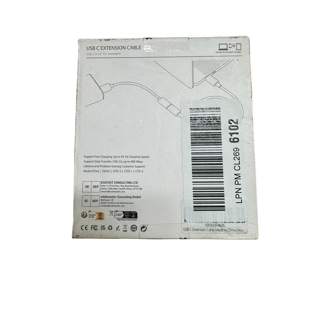 USB C Extension Cable Designed for MagSafe Charger Up to 9V 3A Charging Speed